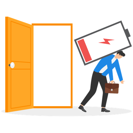 Tired businessman leaves office  Illustration