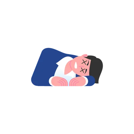 Tired businessman lies on table  Illustration