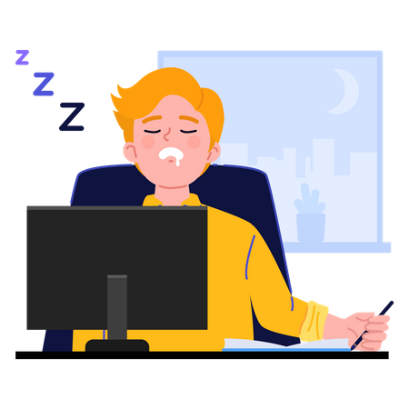Tired Businessman sleeping in office  Illustration