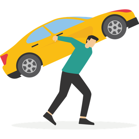 Tired Businessman struggle with financial payment  Illustration