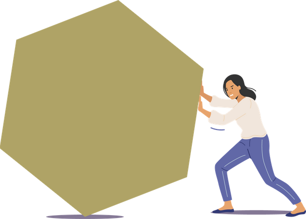 Tired Concentrated Woman Goal Achievement  イラスト