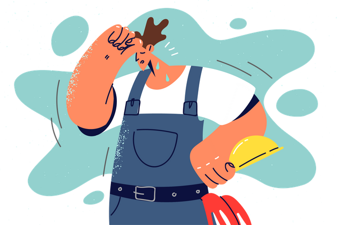 Tired construction worker Illustration