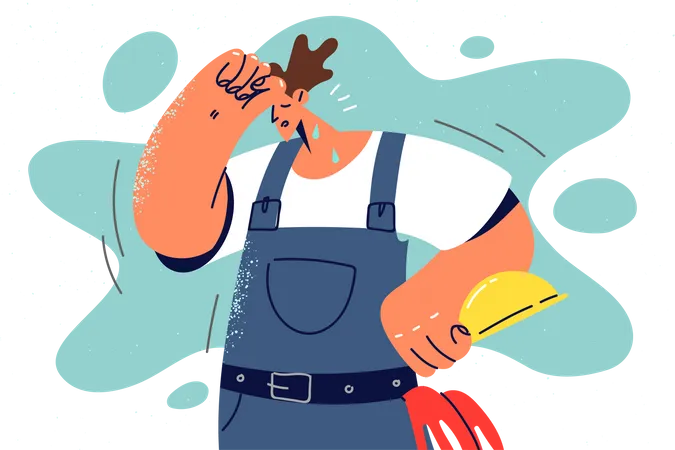 Tired construction worker Illustration