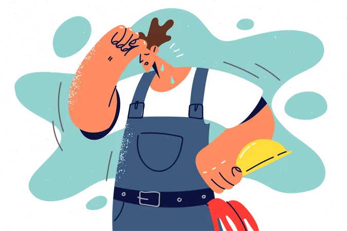 Tired construction worker  Illustration