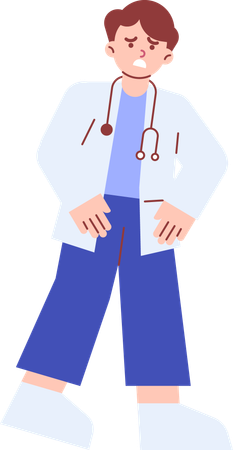 Tired doctor standing  Illustration