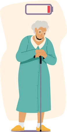 Tired Elderly Woman Feeling Unwell  Illustration