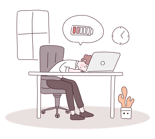 Tired employee Illustration