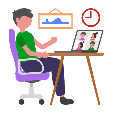 Tired Employee at workspace  Illustration