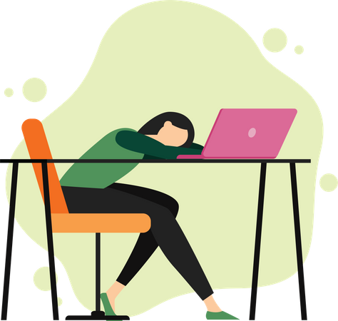Tired employee by office workload Illustration