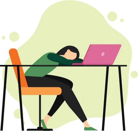 Tired employee by office workload  Illustration