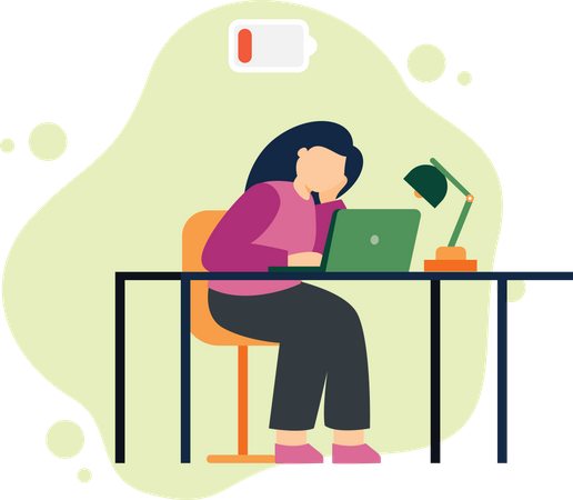Tired employee by office workload Illustration