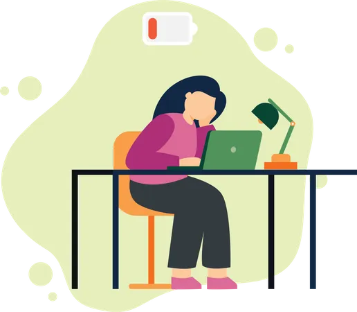 Tired employee by office workload  Illustration