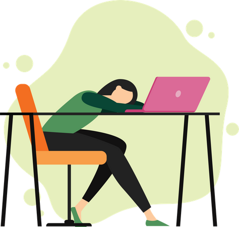 Tired employee by office workload  Illustration