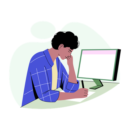 Tired employee due to office load  Illustration