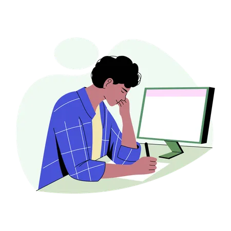 Tired employee due to office load  Illustration