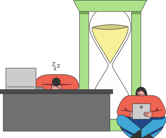 Tired employee on deadline Illustration