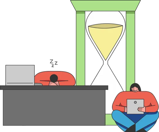 Tired employee on deadline Illustration