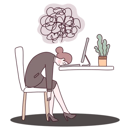Tired female employee Illustration