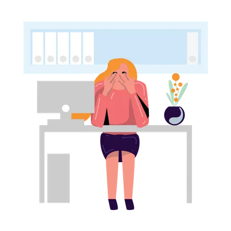 Tired Female Employee Illustration