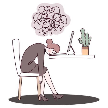 Tired female employee  Illustration