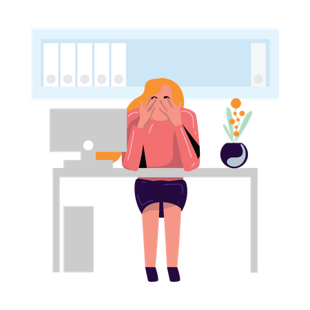 Tired Female Employee  Illustration