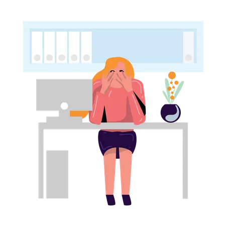 Tired Female Employee  Illustration