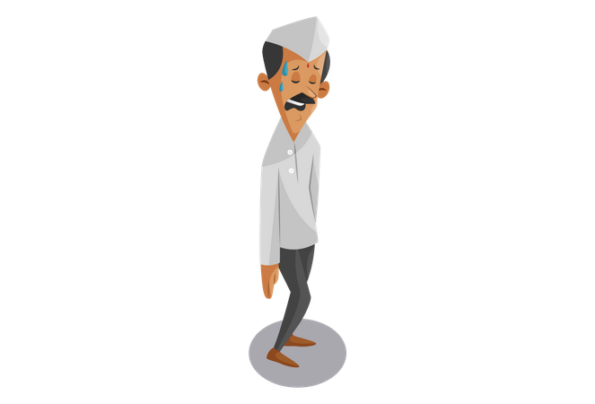 Tired Indian Dabbawala  Illustration