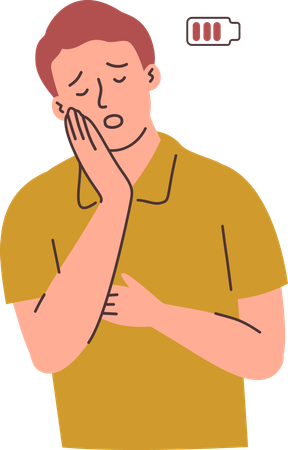 Tired Man has No Energy  Illustration
