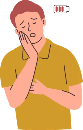 Tired Man has No Energy  Illustration