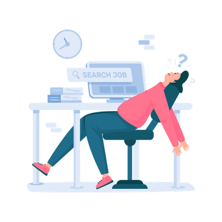 Tired man of looking for job  Illustration
