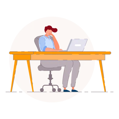 Tired office worker sitting on office desk  Illustration