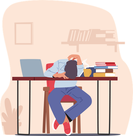 Tired Overload Businessman with Low Life Energy  Illustration