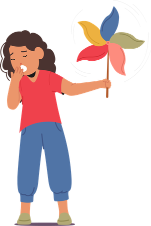 Tired Sleepy Girl Struggles To Keep Head Upright  Illustration