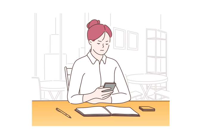 Tired student is making notes  Illustration