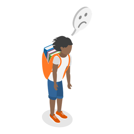 学業の要求に苦しむ疲れた学生  イラスト