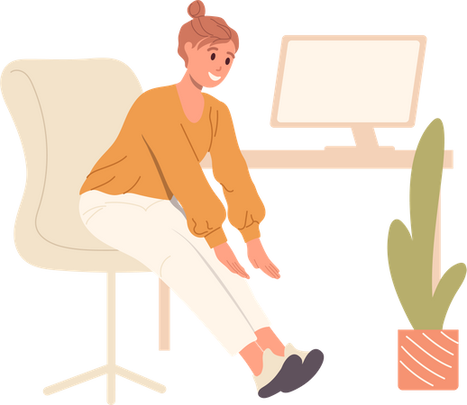 Tired woman office worker stretching legs Illustration
