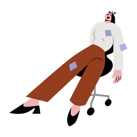 Tired woman sleeping on chair  Illustration