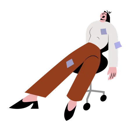 Tired Woman Vector Illustration In Flat Color Design Illustration