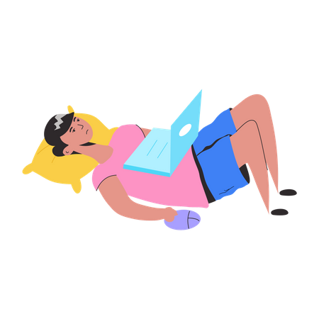 Tired Worker sleeping with lapttyop  Illustration