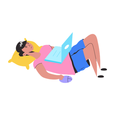 Tired Worker sleeping with lapttyop  Illustration