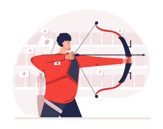 Tiro con arco masculino  Ilustración
