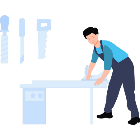 Schreiner machen Holzarbeiten  Illustration