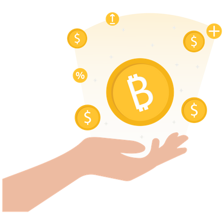 Titular que compra Bitcoin ou criptomoeda para investimento de longo prazo  Ilustração