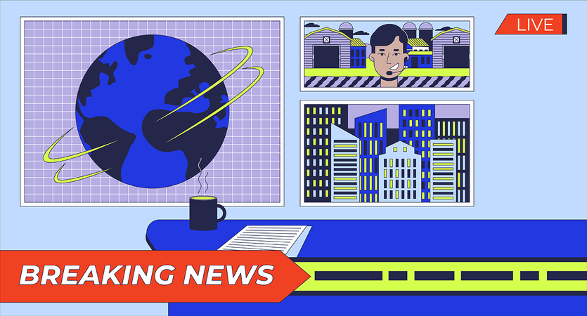 Titulares de noticias de última hora del estudio  Illustration