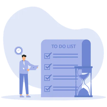 To do list  and People do tasks and check schedules  Illustration