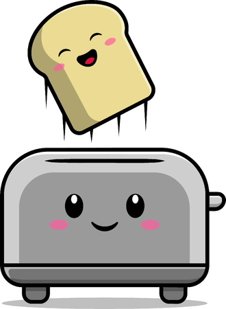 Toaster With Bread Mascot  イラスト