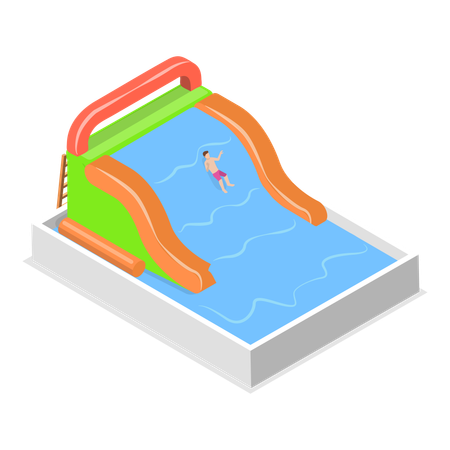 Tobogán acuático inflable saltarín  Ilustración