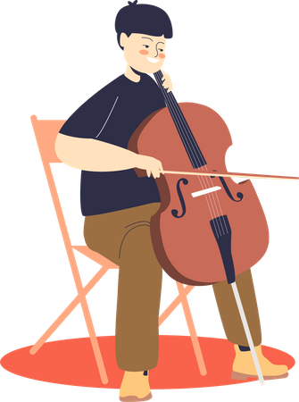 Tocando instrumento violoncelo  Ilustração