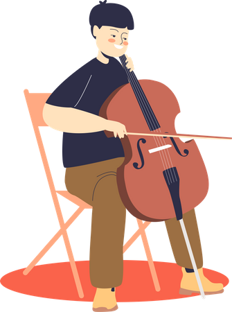 Tocando instrumento violoncelo  Ilustração