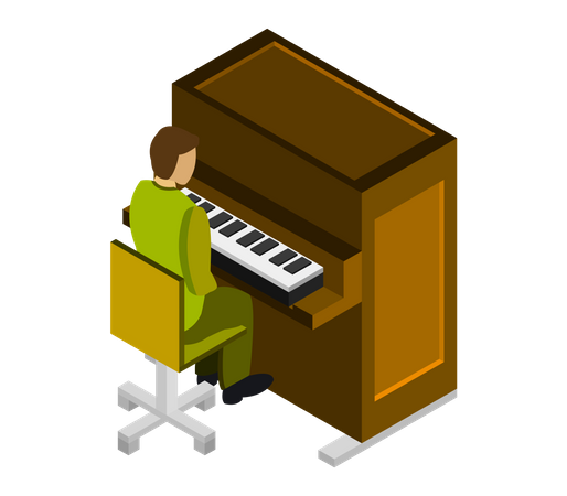 Tocando piano  Ilustração